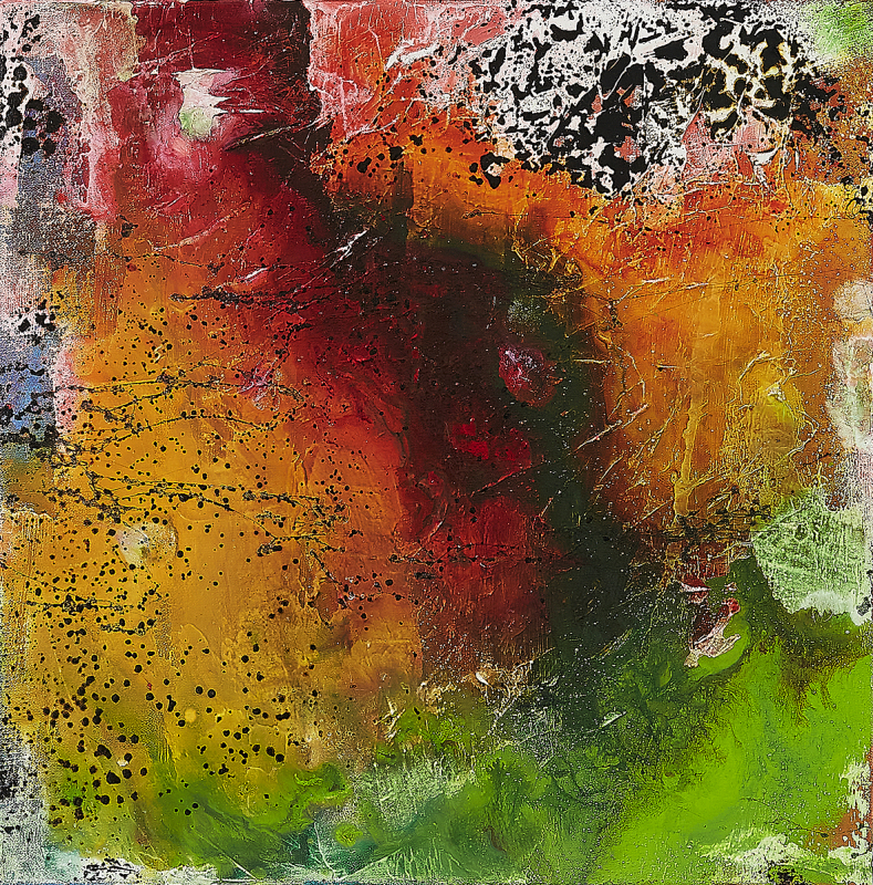 "Scenery" | Monika Kustermann 40x40cm Mixed Media / Acryl mit Tusche auf Leinwand